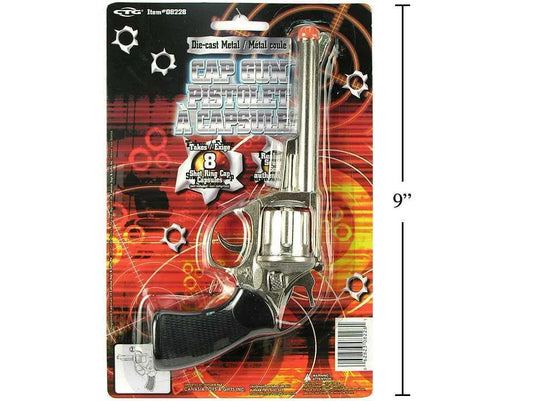 8" D/C 8-shot Super Cap Gun, Nickel colour, b/c
