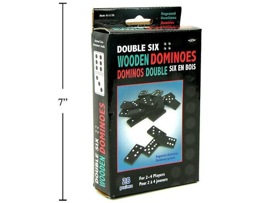 28-pc Wdn. Dominoes Set, box