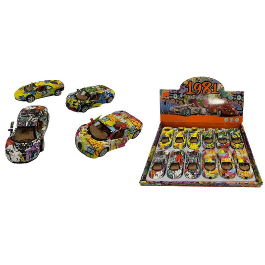 DIE CAST CAR IN DISPLAY 4.88" - GRAFFITI SPORTS CAR