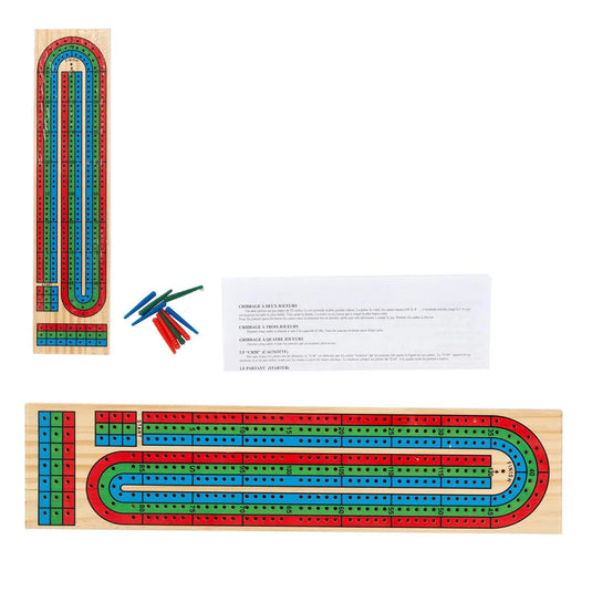 3-lane Wooden Cribbage Board, shrink pack