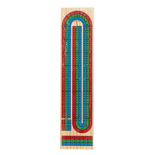 3-lane Wooden Cribbage Board, shrink pack