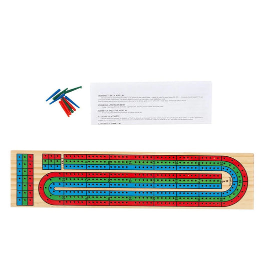 3-lane Wooden Cribbage Board, shrink pack