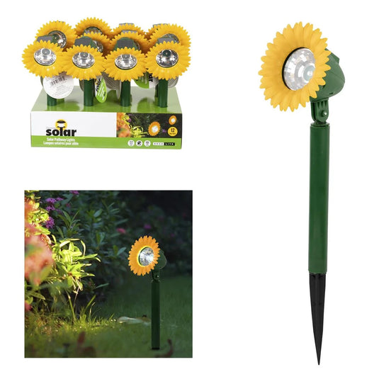 Solar Adjustable Sunflower Stake Light w/1 White LED