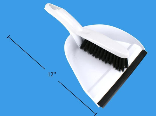 H.E. Dustpan & Brush, White, tag H.E. Dustpan & Brush, White, tag
