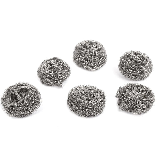 Action-1 6-PC Stainless Steel Scourers, Printed Bag, Silver