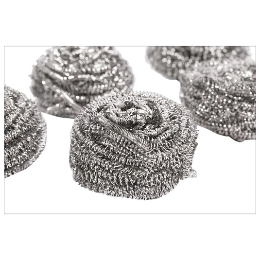 Action-1 6-PC Stainless Steel Scourers, Printed Bag, Silver