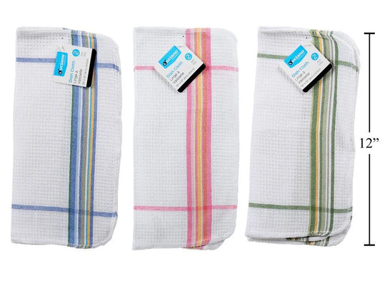 Luciano 2-pc 12x12" Striped Waffle Dish Cloth,20g / pc
