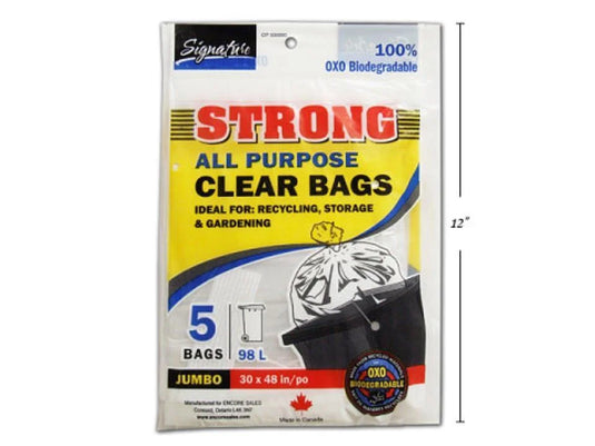 SiG.Kit 5-pc 30x48" Strong Outdoor Clear Recycling Bags