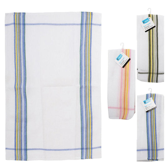 Luciano 15x25" Striped Waffle Tea Towel, 50g