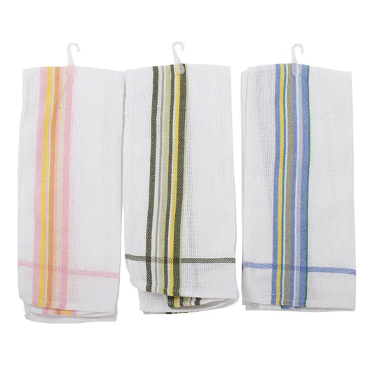 Luciano 15x25" Striped Waffle Tea Towel, 50g