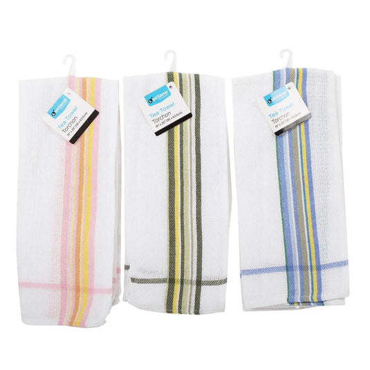 Luciano 15x25" Striped Waffle Tea Towel, 50g
