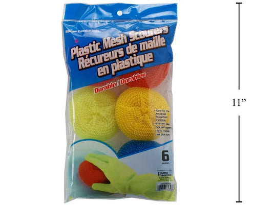 H.E. 6-pc Dlx. Plastic Scourers, opp bag(HZ)
