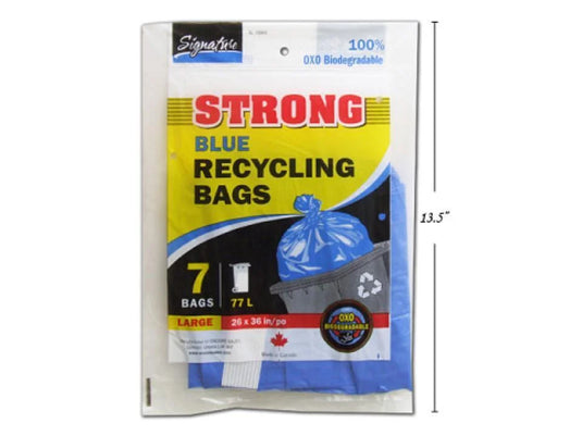 SiG.Kit 7-pc 26x36"Blue Garbage Bags for Outdoor Recycling