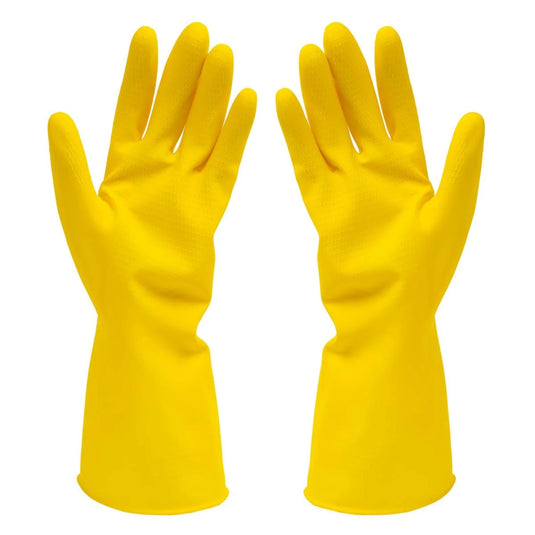 H.E.Rubber Household Gloves, Sz: M, 15 mil, 11.8"L, Flocklined