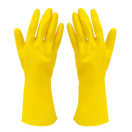 H.E.Rubber Household Gloves, Sz: M, 15 mil, 11.8"L, Flocklined