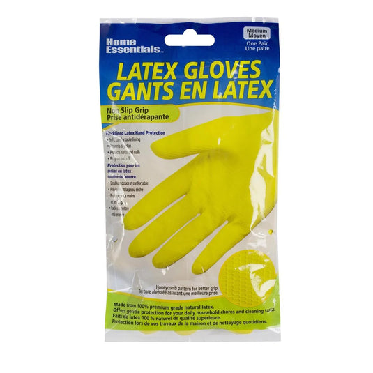 H.E.Rubber Household Gloves, Sz: M, 15 mil, 11.8"L, Flocklined