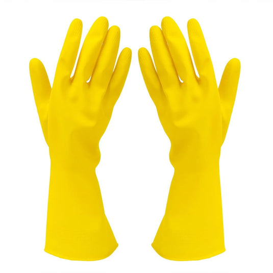 H.E.Rubber Household Gloves, Sz: L, 15 mil, 11.8"L, Flocklined (CS)