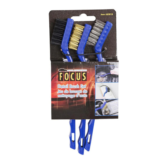 Focus Auto 3-pc Detail Brush Set, 6.75", t.o.c.