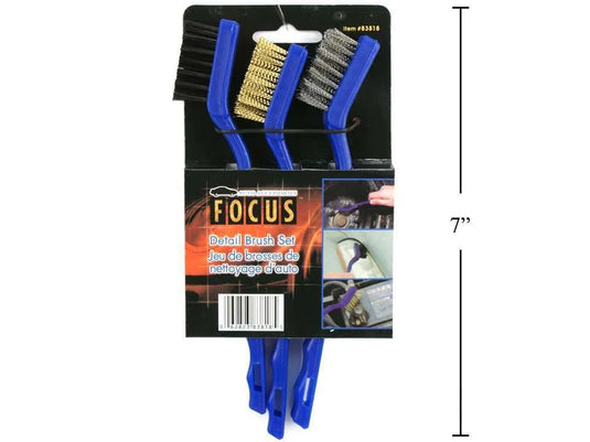 Focus Auto 3-pc Detail Brush Set, 6.75", t.o.c.