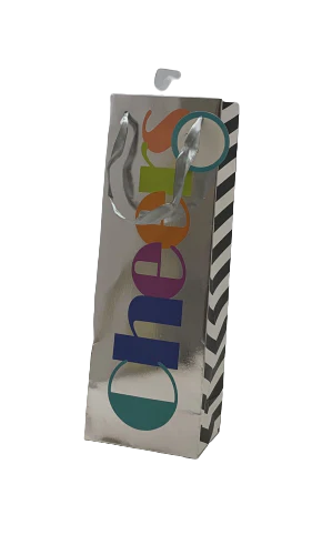 GIFT BAG WINE HOT-STAMP DELUXE SILVER