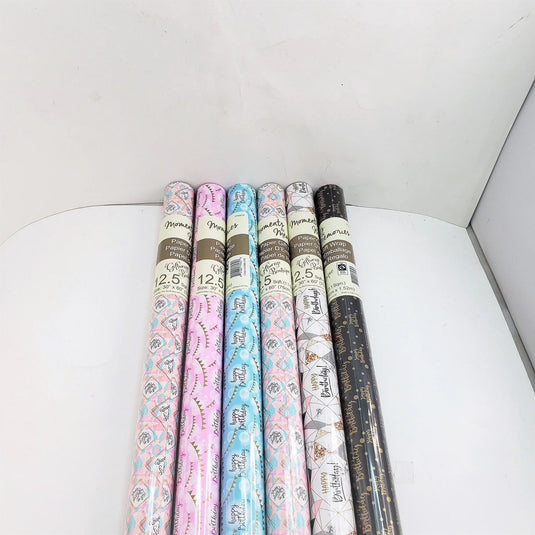 WRAP ROLL PAPER Birthday Asst 12.50sqft