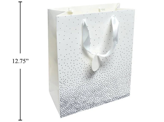 Paper T., DLX Large Gift Bag, Silver Confetti, HS/Gloss,10.2x