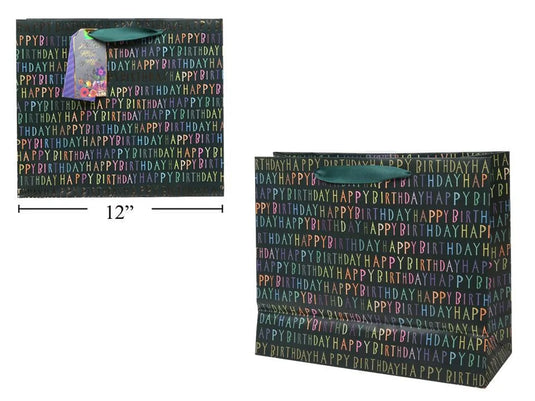 Paper T., Large Gift Bag, Happy Bday, Matte/HS,