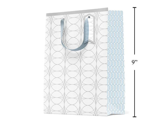 Paper T., Medium DLX Gift Bag, Silver Links, Matte/HS, 210GSM,
