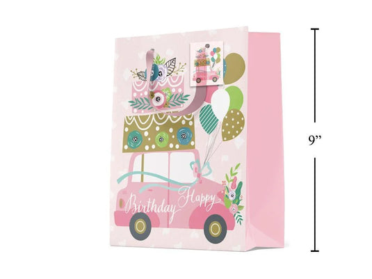Paper T., Medium Gift Bag, Bday Car, Matte/HS, 157GSM