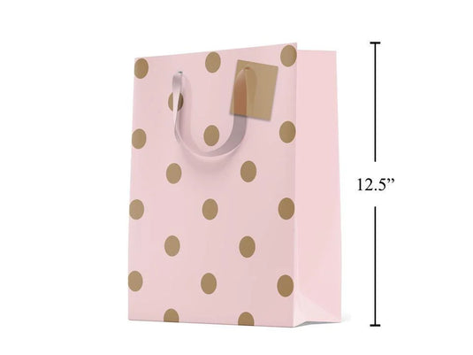 Paper T., Large Gift Bag, Rose Gold Dots, Matte/HS,