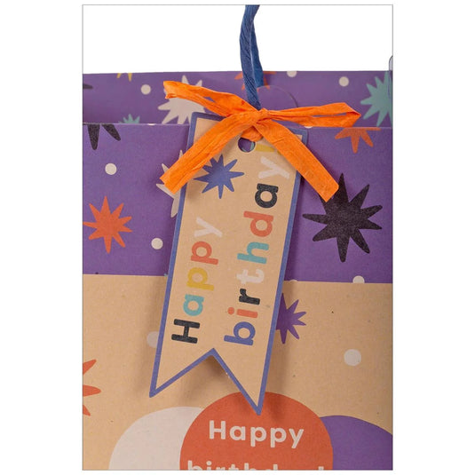 Paper T., DLX Large Horiz. Gift Bag, Bday Dogs, 210GSM, tag+j-hook