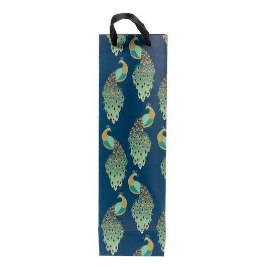 Paper T., Bottle Gift Bag, Peacock, Matte/HS 157GSM, Dbl HS Tag +j-hook