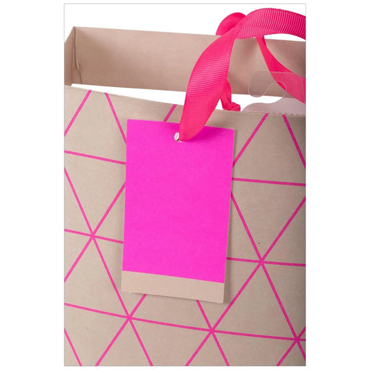Paper T., Jumbo Gift Bag, Geo Pink, Wht/Neon 200GSM, HS Tag +j-hook