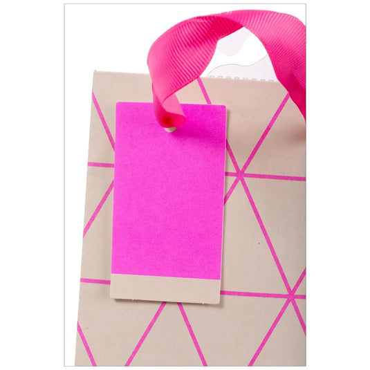 Paper T., Btl Gift Bag, Geo Pink, Wht/Neon 200GSM, HS Tag +j-hook