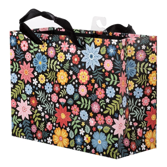 Paper T., Medium Horiz. Gift Bag, Floral, Matte 157GSM, Tag +j-hook