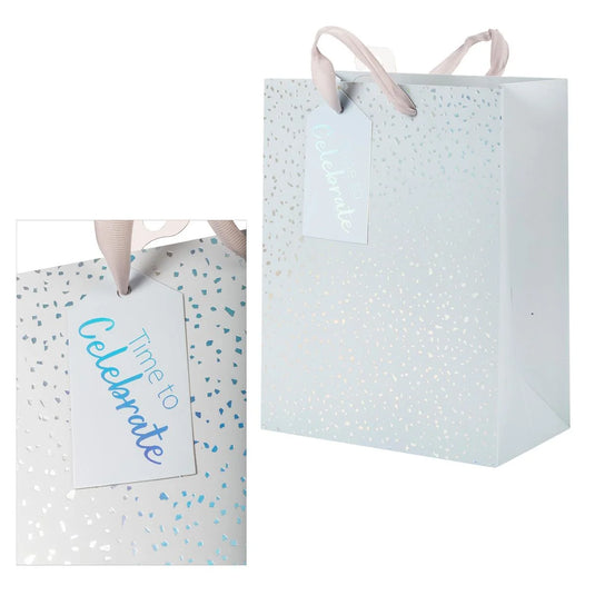 Paper T., DLX Med Gift Bag, Grey Spkle, Matte 210GSM, HS Tag +j-hook