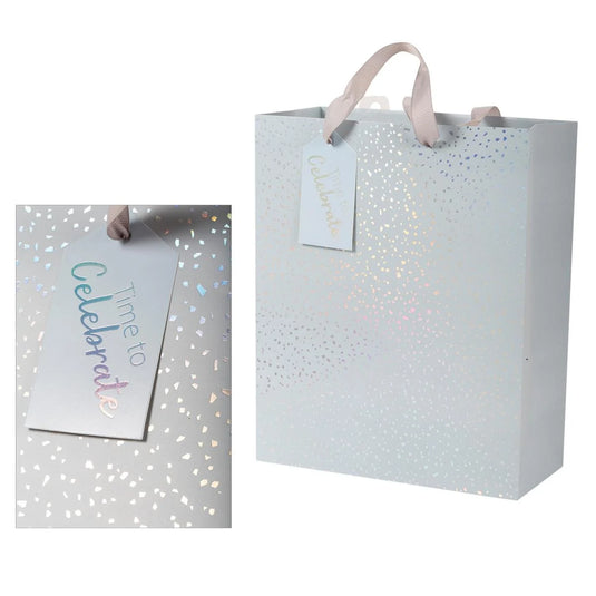 Paper T., DLX Lge Gift Bag, Grey Spkle, Matte 210GSM, HS Tag +j-hook