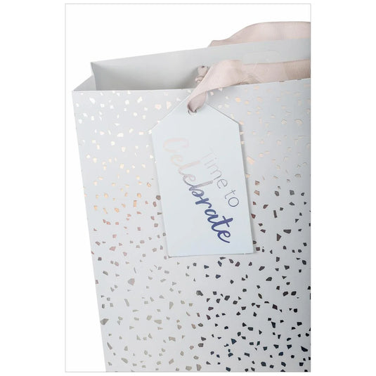 Paper T., DLX Jumbo Gift Bag, Grey Spkle, Matte 210GSM, HS Tag +j-hook