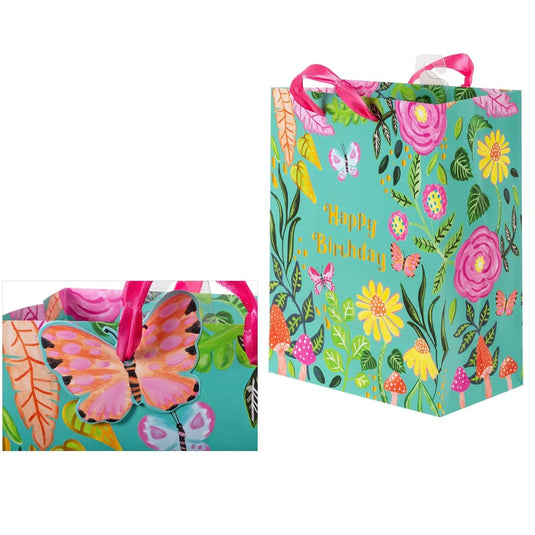 Paper T., Med Gift Bag, Bday Garden, Matte 157GSM, Tag +j-hook