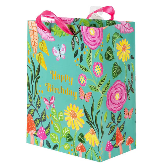 Paper T., Med Gift Bag, Bday Garden, Matte 157GSM, Tag +j-hook