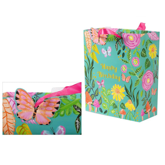 Paper T., Lge Gift Bag, Bday Garden, Matte 157GSM, Tag +j-hook