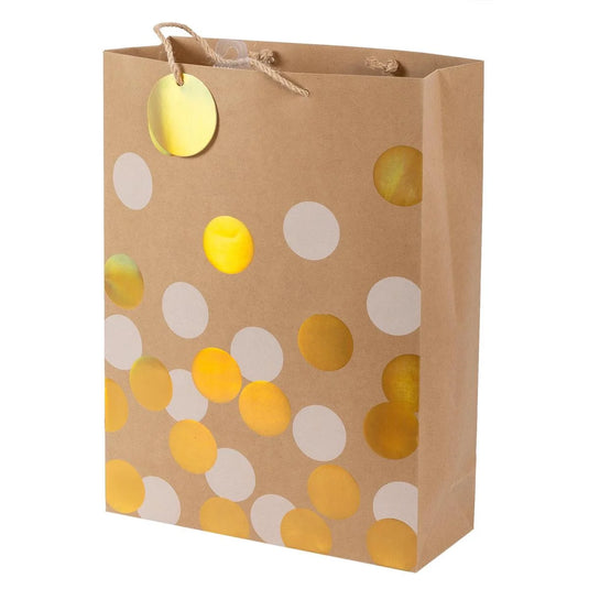 Paper T., Jumbo Gift Bag, Irid Dots, 180GSM, HS Tag +j-hook