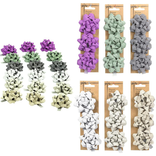 3pcs 3" Glitter Star Bow, Kraft Card