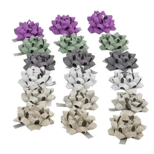 3pcs 3" Glitter Star Bow, Kraft Card