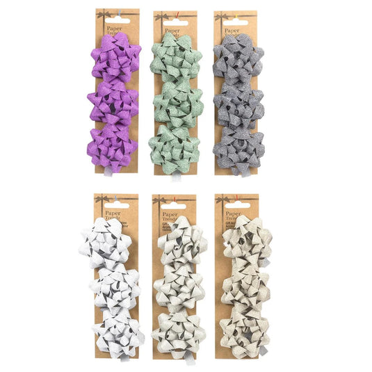 3pcs 3" Glitter Star Bow, Kraft Card