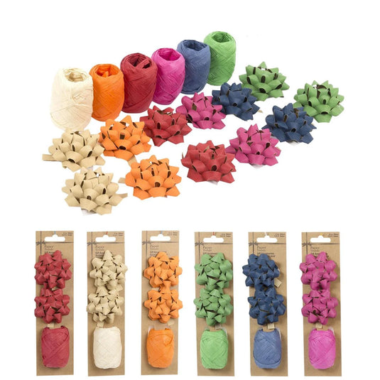 2pcs Kraft 2.5" Star Bow, w/1pc 10M Ribbon Spool