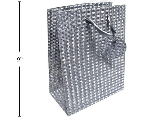 Paper T., DLX Medium Gift Bag, Dk.Grey, HS/Glitter paper, 7x9x3.9