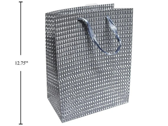 Paper T., DLX Large Gift Bag, Dk.Grey, HS/Glitter paper,10.2x