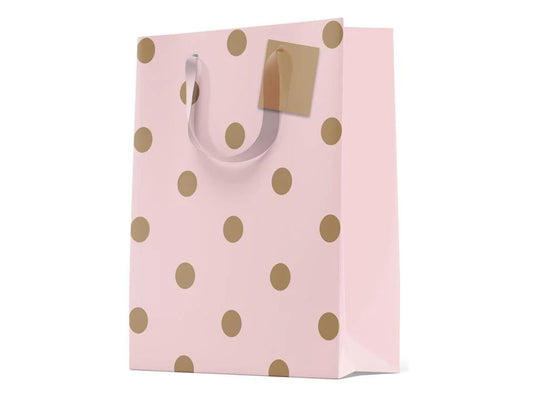 Paper T., Small Gift Bag, Rose Gold Dots, Matte/HS,