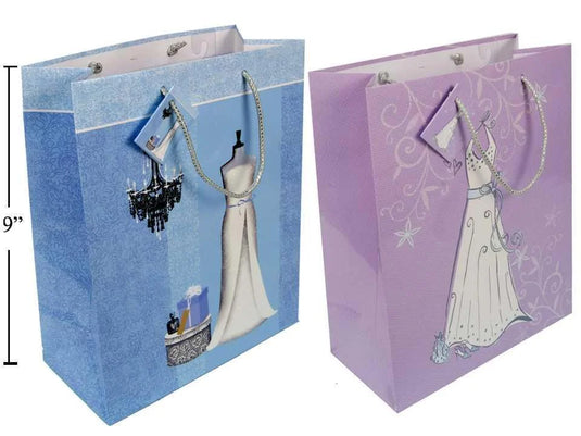 Paper T., Medium Gift Bag w/ Sparkles, Wedding, 7x9x4"